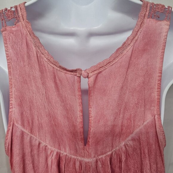 Kori America Pink Sleeveless Lace Mini Dress Boho Coquette S - Picture 7 of 11